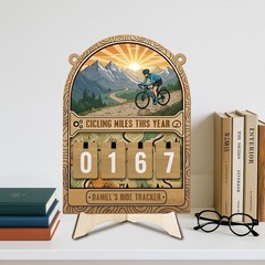 Personalized Cycling Miles Tracker, Custom Bicycle Mileage Sign
