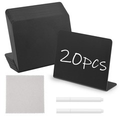 JEFURE 20 Pcs 4″x3″ Mini Chalkboard Signs for Food, Reusable 20 Pcs, Black