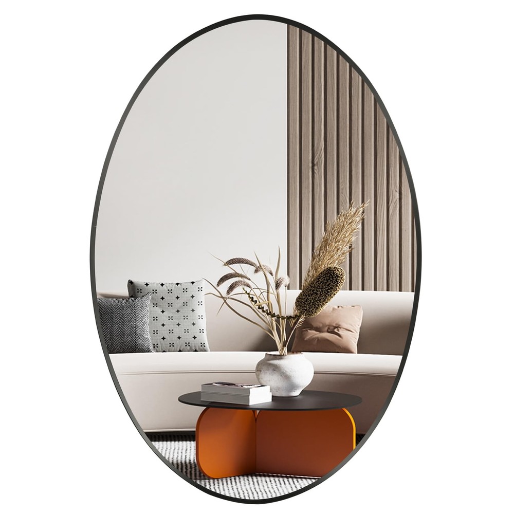 Oval Wall Mirror, 20″x28″ Black Oval Vanity Mirror, Bathroom Mirror of Metal …