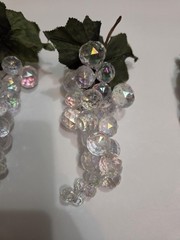 Iridescent Clear Plastic Grape Cluster Picks Set Of 3 Beaded Ornament Decor