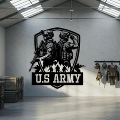 Custom Army Soldier Metal Wall Art, Personalized Military Soldier Decor