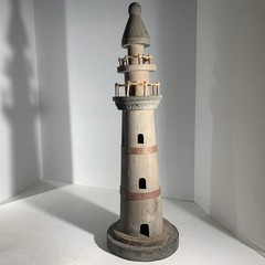 Rustic Primitive Wooden Lighthouse Nautical Coastal Beach Decor 20.25” Tall