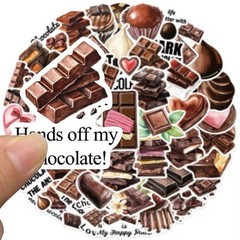 52 PCS Cartoon Chocolate Stickers Food Decals Laptop Hydro Yeti Free Shipping!