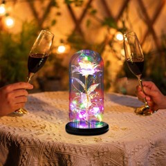 Eternal Forever Galaxy Rose Flower In Glass Dome LED Light Valentine’s Day Gift