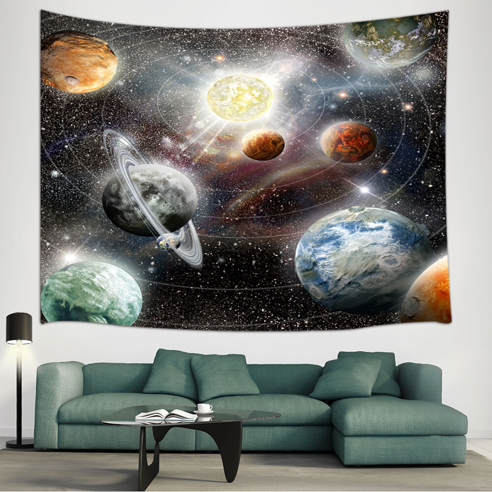Extra Large Tapestry Wall Hanging Galaxy Solar Space Sun Moon Fabric Art Posters