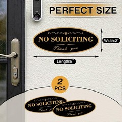 2 Pack No Soliciting Sign for House, Strong Self-Adhesive Acrylic No Soliciting