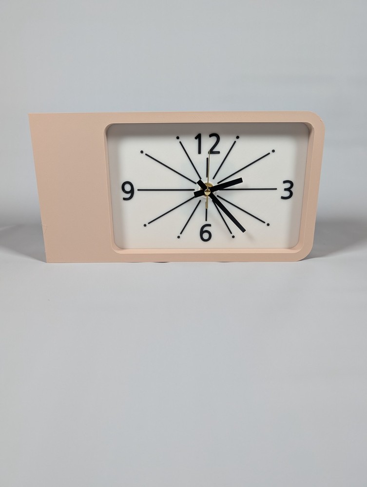 Dulton Double Faced Wall Clock Rectangular Mid-Century Modern Quartz Beige