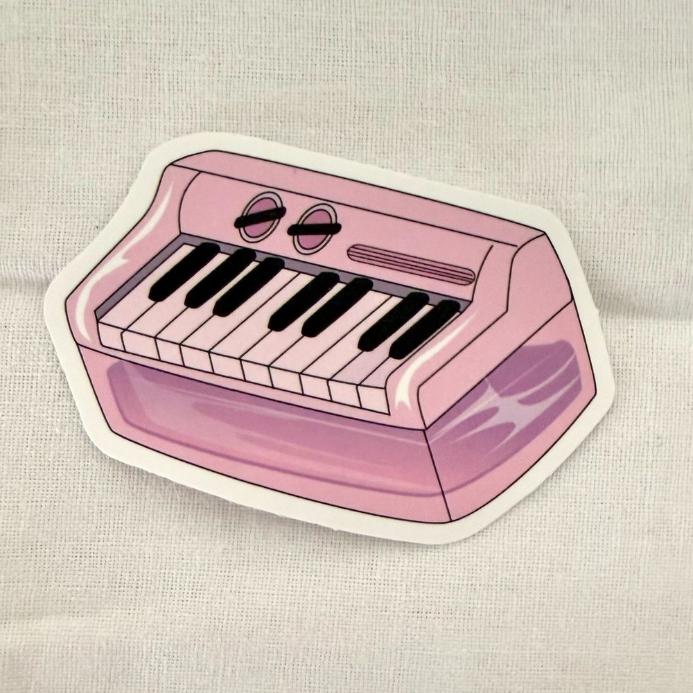 Pink Retro Keyboard Piano Music Sticker Waterproof Vinyl Laptop Thermos No50