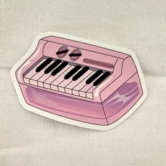 Pink Retro Keyboard Piano Music Sticker Waterproof Vinyl Laptop Thermos No50
