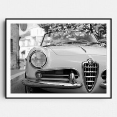 Alfa Romeo Giulia Spider Black & White Vintage Sports Cars Wall Art Poster Print