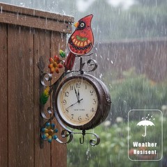Vintage Indoor Outdoor Clock – Silent Non-Ticking, Double Sided Wall Clock wi…