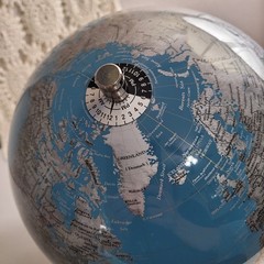 Tabletop World Globe Blue & Silver Sphere Stainless Steel Frame 12.5 in Tall