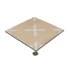 Palmera 9 In. X 9 In. Matte, Glossy Terracotta Beige Porcelain Floral Square Til