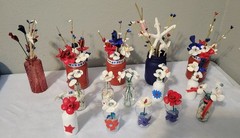 Patriotic Seashell USA floral Vase Home Decor Lot Of 15