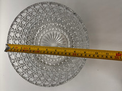 LARGE 9 1/4″ VTG Round Bowl AMC13 Lead Crystal Criss-Cross & Cane American Cut