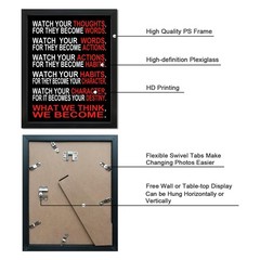 Black Framed Wall Art 3 Panels Motivational Office Positive Quotes Inspiratio…