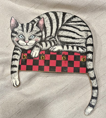Vintage Cat Wall Hook Key Holder Folk Art Cat Four Hooks S Feves 1986