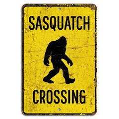 Bigfoot Warning Sign BanginPrints Aluminum Outdoor Rustic Decor 8×12