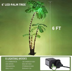 Artificial Palm Tree 6FT Outdoor w/8 Modes for Christmas Decor Home Patio Party