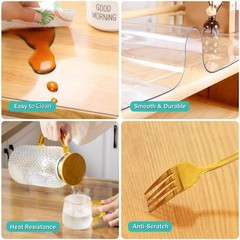 Aimergro 60 Inch Round Clear Plastic Dining Room Tablecloth Protector Vinyl Pvc