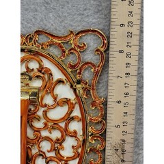 Olivia Riegel Orange Enamel Gold Swarovski Crystal Ornate Oval Picture Frame 9in
