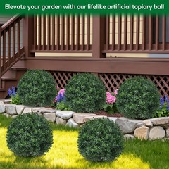 2 Pack Artificial Boxwood Topiary Trees – UV Resistant Faux Evergreen Shrubs for