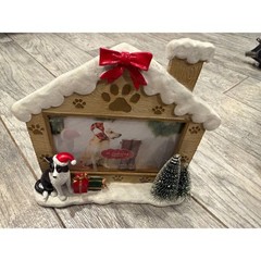 St Nicholas Square Christmas Dog House Picture Frame 4×6 Border Collie 3D Resin