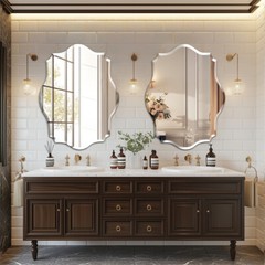 Irregular Decorative Wall Mirror Unframed Vanity Mirror for Bathroom Living Room
