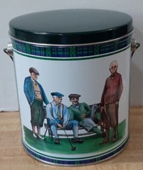 Collectible Tin ~ Golfers Popcorn Bucket Tin ~ 7.25 in.