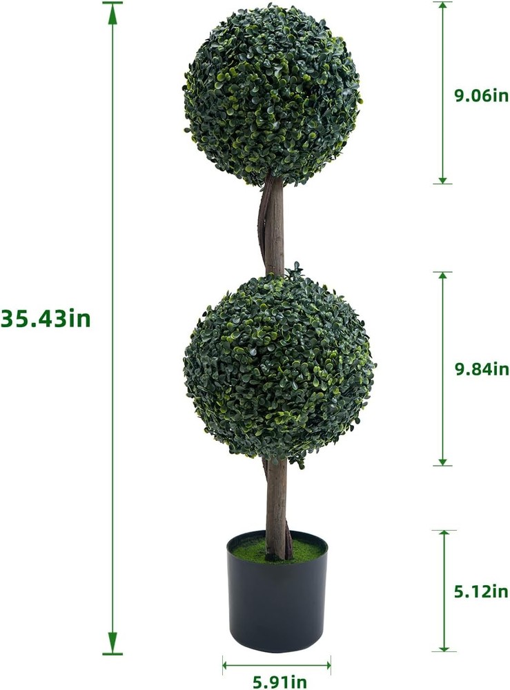 35/45 in Artificial Milan Ball Tree Indoor Outdoor Faux Topiary No Watering
