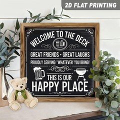 Deck Happy Place Wooden Plaque Mothers Day Patio Grill Welcome To The Deck Gift
