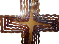 Jeweled Steel Spiral CROSS 2006 Laser Cut Hanging Wall Art David Broussard 12″