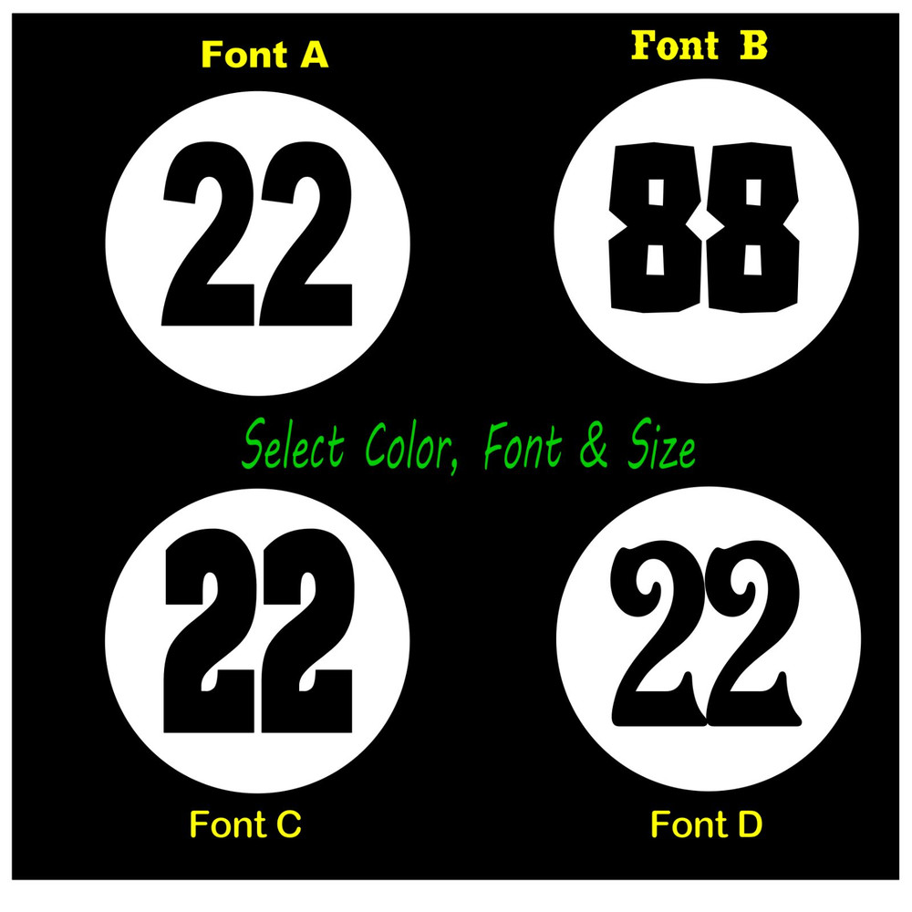 Meatball Race Car Numbers Vinyl Decals (2x) Vintage Look – Select Size & Color