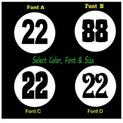 Meatball Race Car Numbers Vinyl Decals (2x) Vintage Look – Select Size & Color