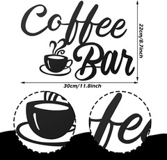 Metal Coffee Bar Sign Wall Art Decor for Kitchen Living Room Home Office