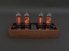 Handcrafted IN14 Nixie Tube Clock, Black American Walnut Base