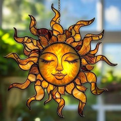 Radiant Sun Face Acrylic Suncatcher – Window Hanging Decor