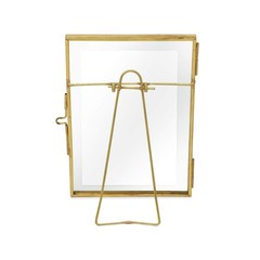 5×7 (2-Pack), Antique Gold, Vintage Style Brass and Glass, Metal Floating Pic…