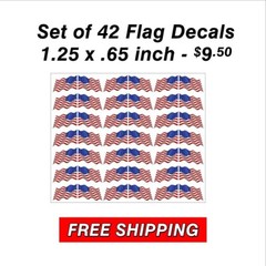 Set of Right and Left Waving American Flag Stickers