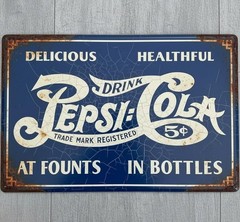 Pepsi-Cola In Bottles 5 Cents 12″ x 18″ Vintage Novelty Metal Sign Made In USA