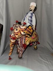 VTG Handmade Indian Folk Embroidered Rajasthan Elephant Stuffed Cotton & Rider