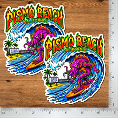 Surfing Sticker Pismo Beach 5″ 2 Pack Waterproof Die Cut Glossy Vinyl Decal