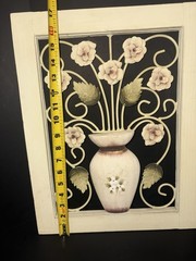 3D Pretty Decorative Wall Art 17 1/3 X 13 1/2. Vase With Floral Theme, 3D