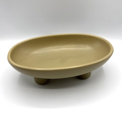 Three-Legs Ceramic Fruit Bowl for Kitchen Counter, Decorative Bowl Beige