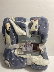Blanket 100% Polyester Confort Bay Microlight Berber Dog Print Throw 50”x60” New