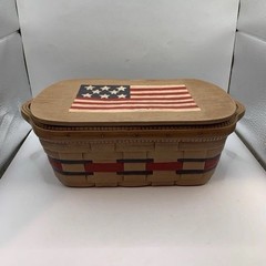 Longaberger homestead ceramic loaf basket with Americana lid ￼