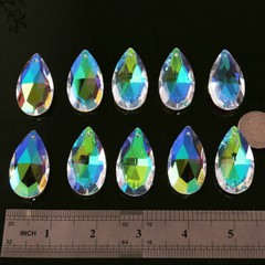 10* AB Crystal Glass Faceted Prism Suncatcher Lamp Bead Hanging DIY Home Pendant