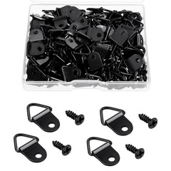 100 Pack Steel Picture Hangers with 100pcs 8mm Screws, Small Triangle Black