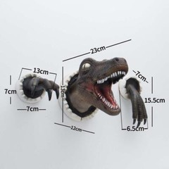 Wall Mounted Dinosaur Sculpture 3d Bust Hanging Prop Replica Art Home Decoration