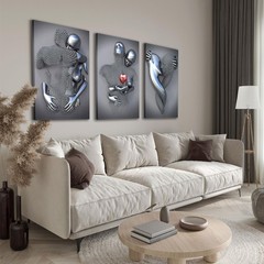 Framed Wall Art for Bedroom 3D Metal Effect Love Heart Couple Wall Art Decor …